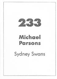 1990 Select AFL Stickers #233 Michael Parsons Back